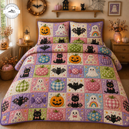 Cute Pastel Halloween Quilted Duvet Cover Set TP14