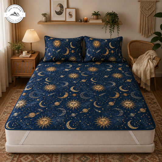 Celestial Sun & Moon Quilted Mattress Cover Set TP02