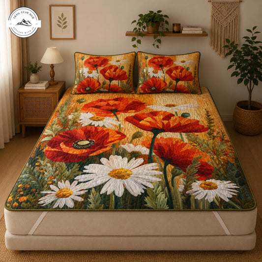 Cozy Botanical Wildflower Quilted Mattress Cover Set TP03