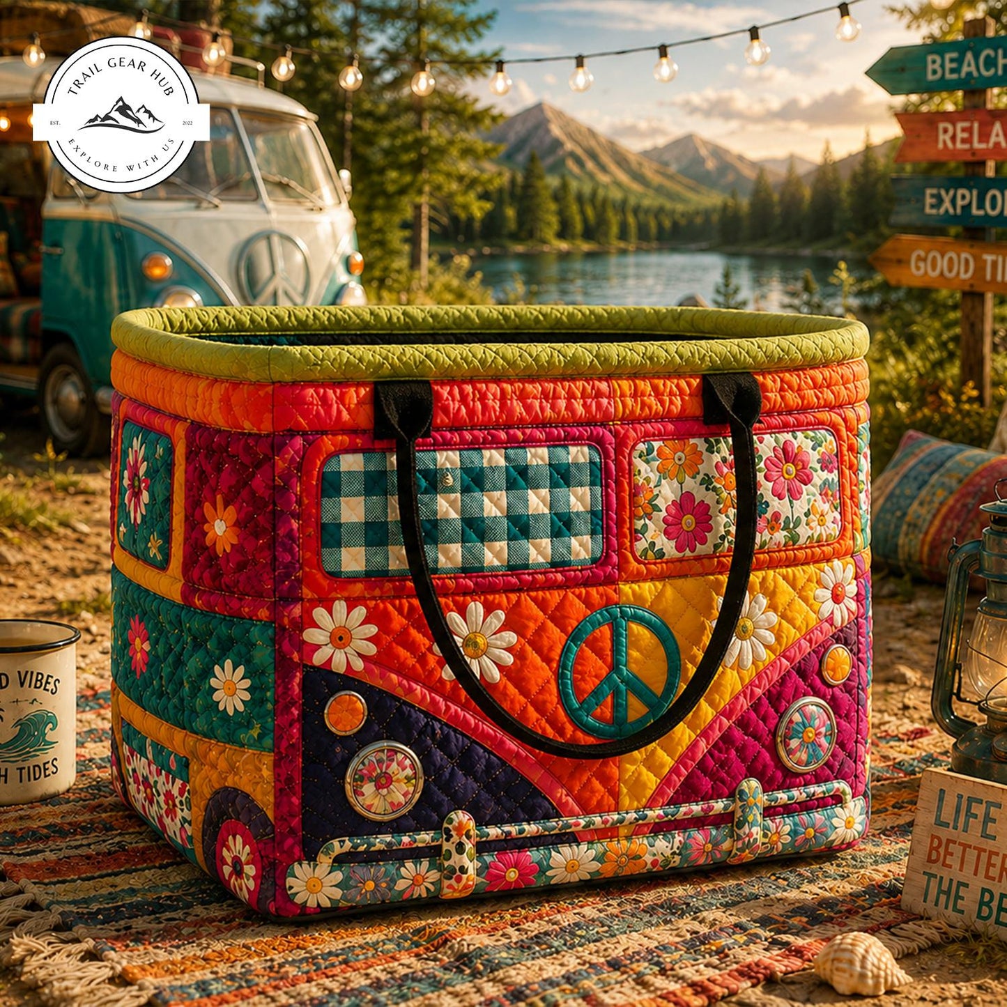 Camper Van Quilted Storage Basket TP03