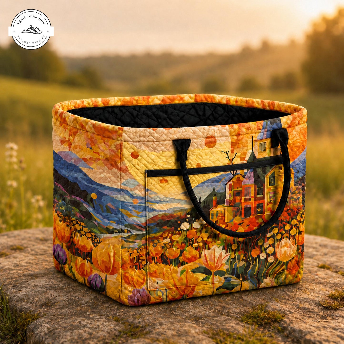 Artistic Landscape Quilted Storage Basket TP32