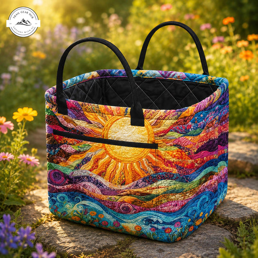 Vibrant Sunflower and Ocean Wave Quilted Storage Basket TP40