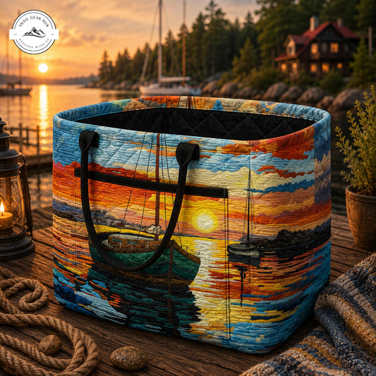 Sailboat Sunset Quilted Storage Basket TP46