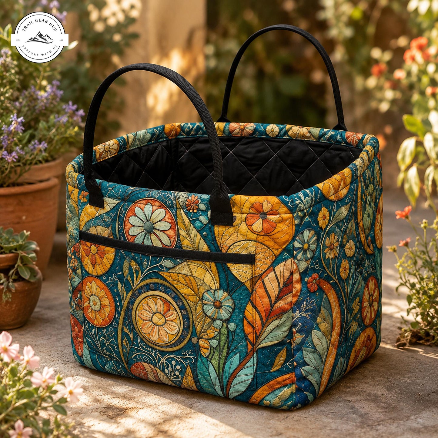 Boho Floral Quilted Storage Basket TP57