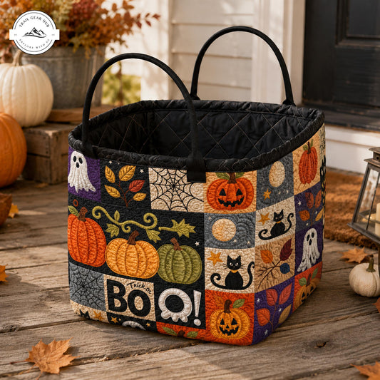 Vintage Patchwork Halloween Quilted Storage Basket TP62