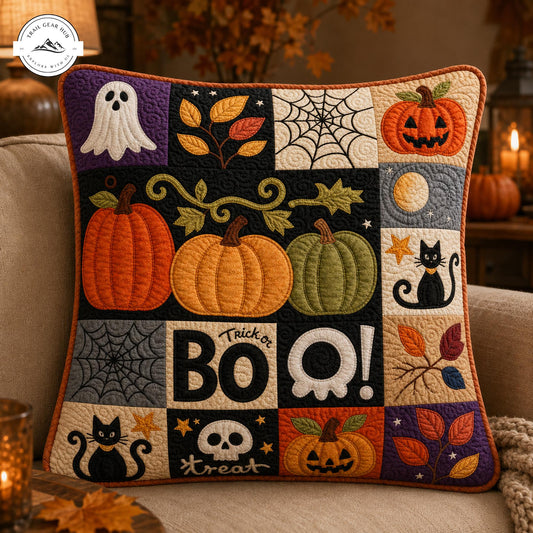 Cozy Halloween Patchwork Quilted Pillow Cover TP03QLTPLC