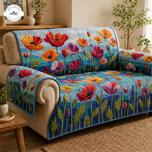 Vibrant Poppy Floral Quilted Seat Sofa TP10