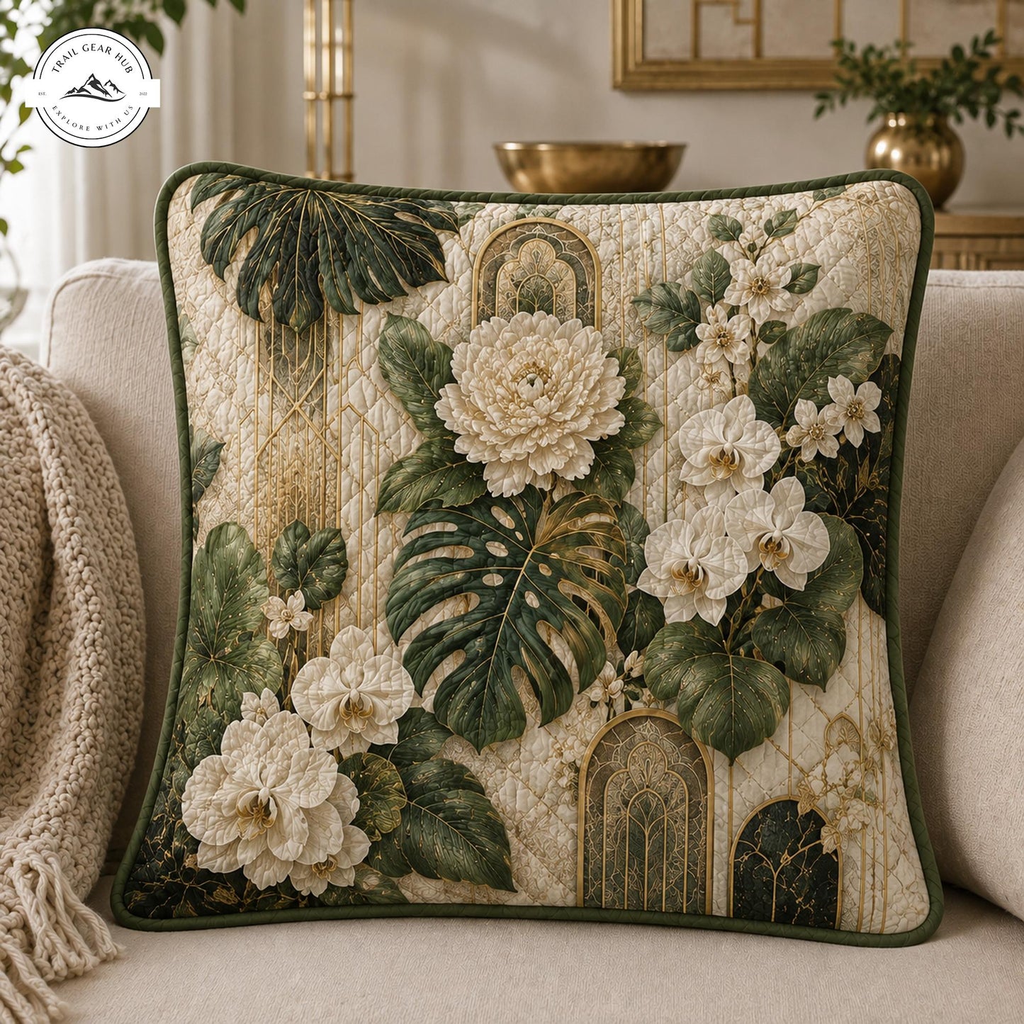 Vintage Tropical Floral Quilted Pillow Cover TP24QLTPLC