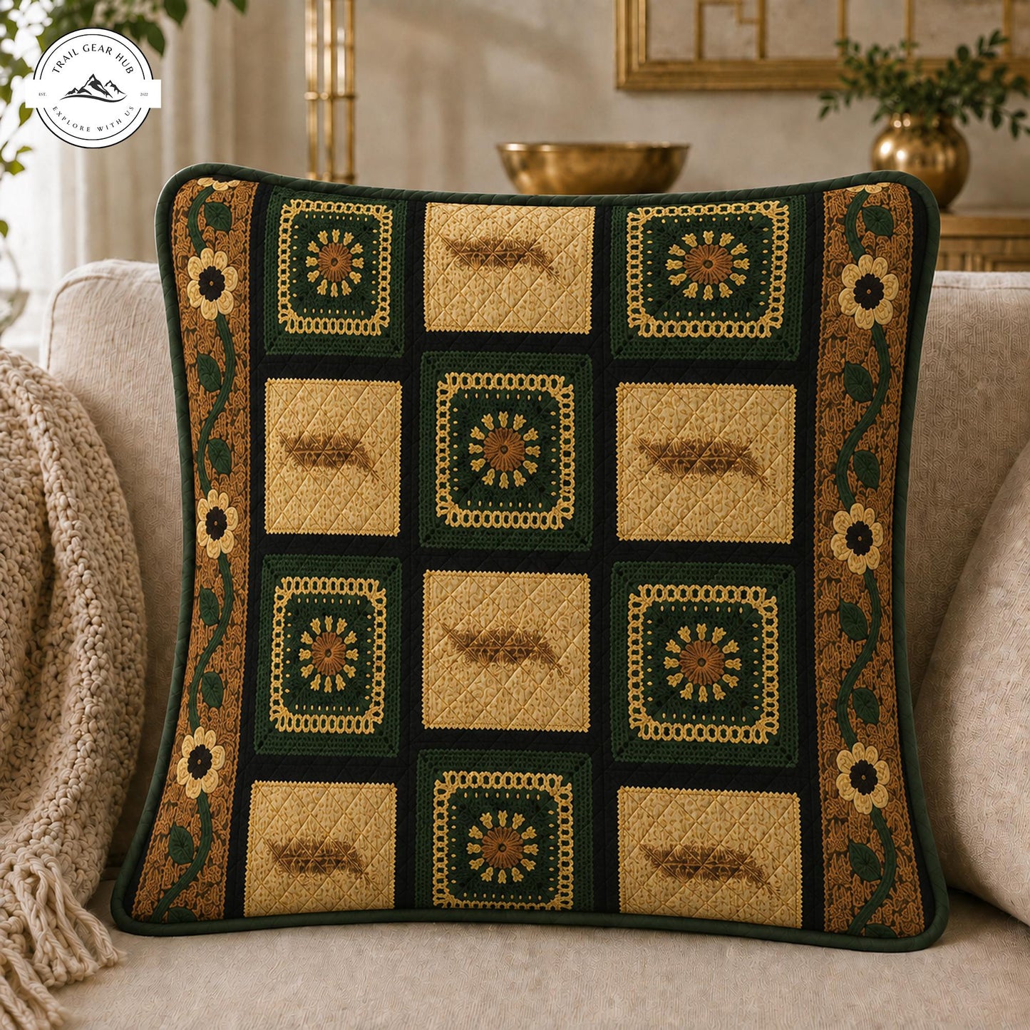 Boho Patchwork Quilted Pillow Cover TP25QLTPLC