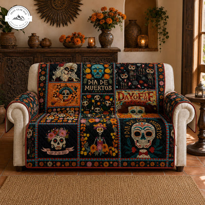 Sugar Skull Floral Quilted Seat Sofa  TP29