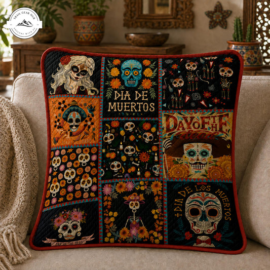 Sugar Skull Floral Quilted Pillow Cover TP29QLTPLC