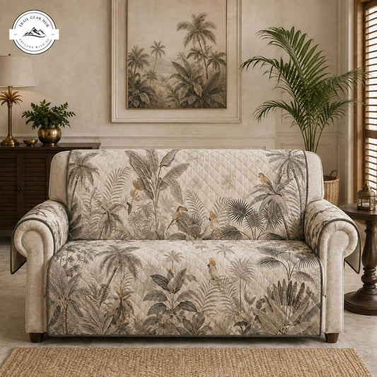 Vintage Tropical Botanical Quilted Seat Sofa TP38