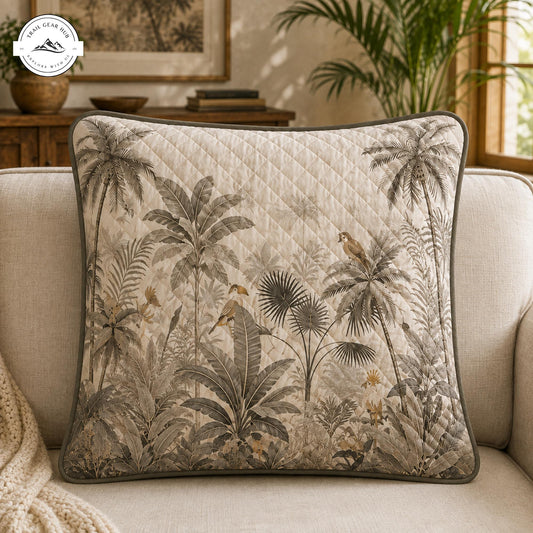 Vintage Tropical Botanical Quilted Pillow Cover TP38QLTPLC