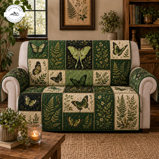 Vintage Green Butterfly & Botanical Quilted Seat Sofa TP59