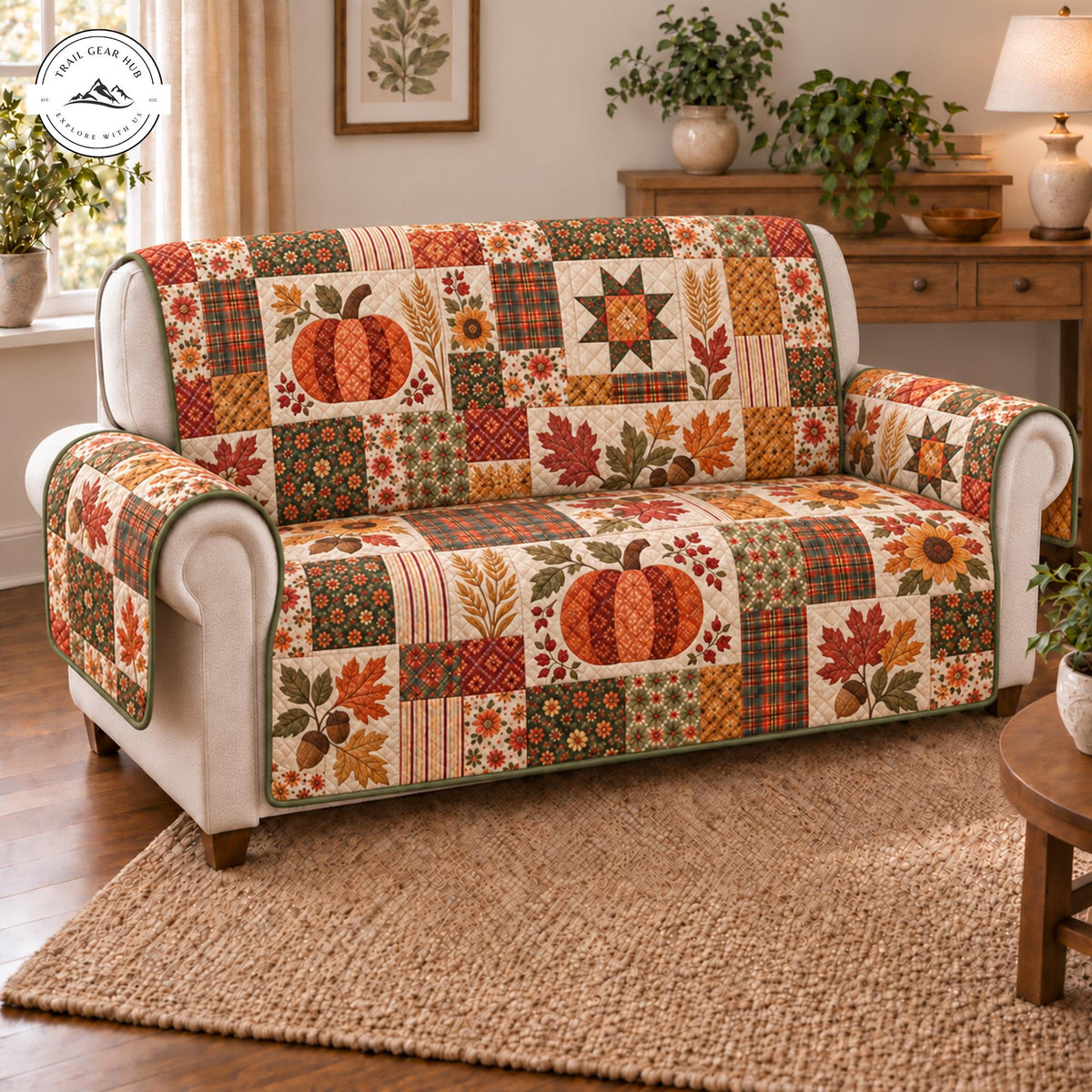 Rustic Fall Patchwork Quilted Seat Sofa TP123