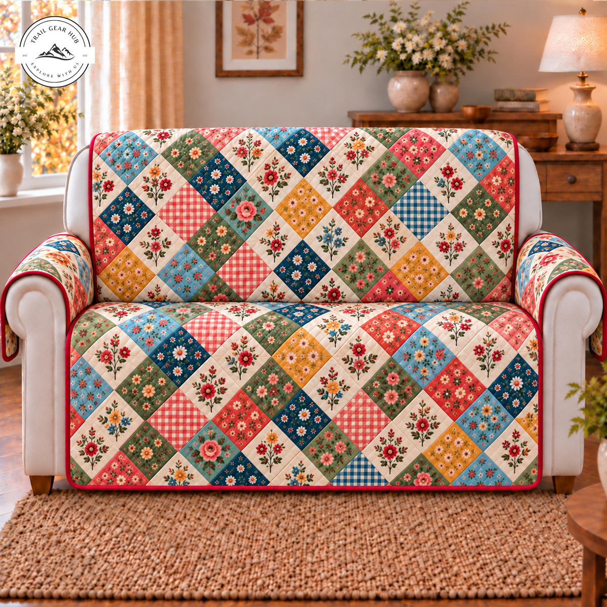 Vintage Floral Patchwork Quilted Seat Sofa TP129