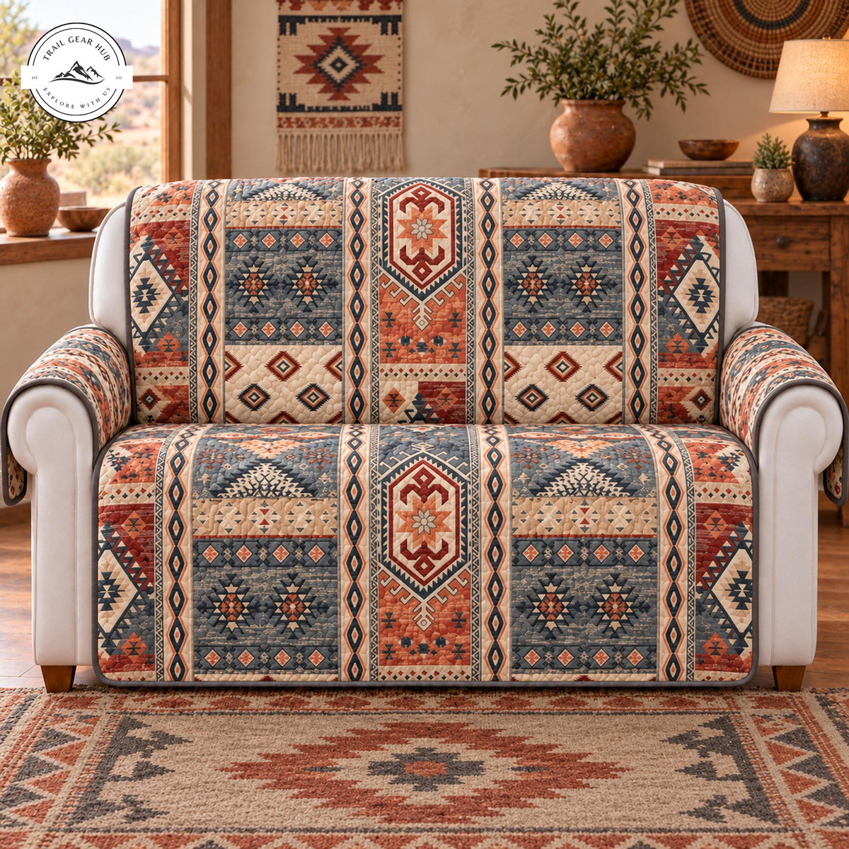 Southwestern Aztec Quilted Seat Sofa TP158
