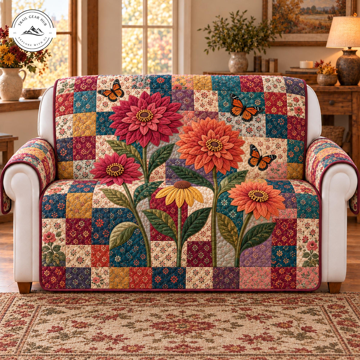 Cozy Autumn Garden Quilted Seat Sofa TP176