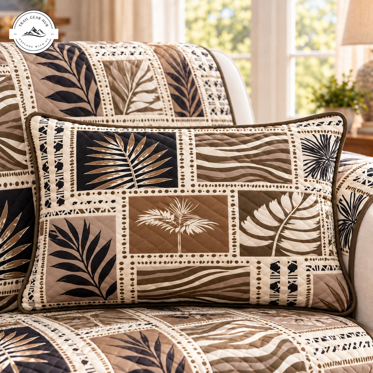 Boho Tropical Pattern Quilted Pillow Cover TP184QLTPLC