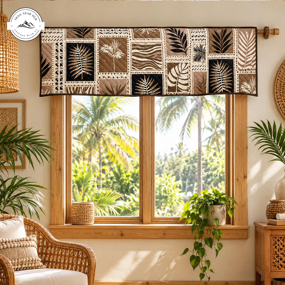 Boho Tropical Pattern Quilted Valance TP184QLTVL
