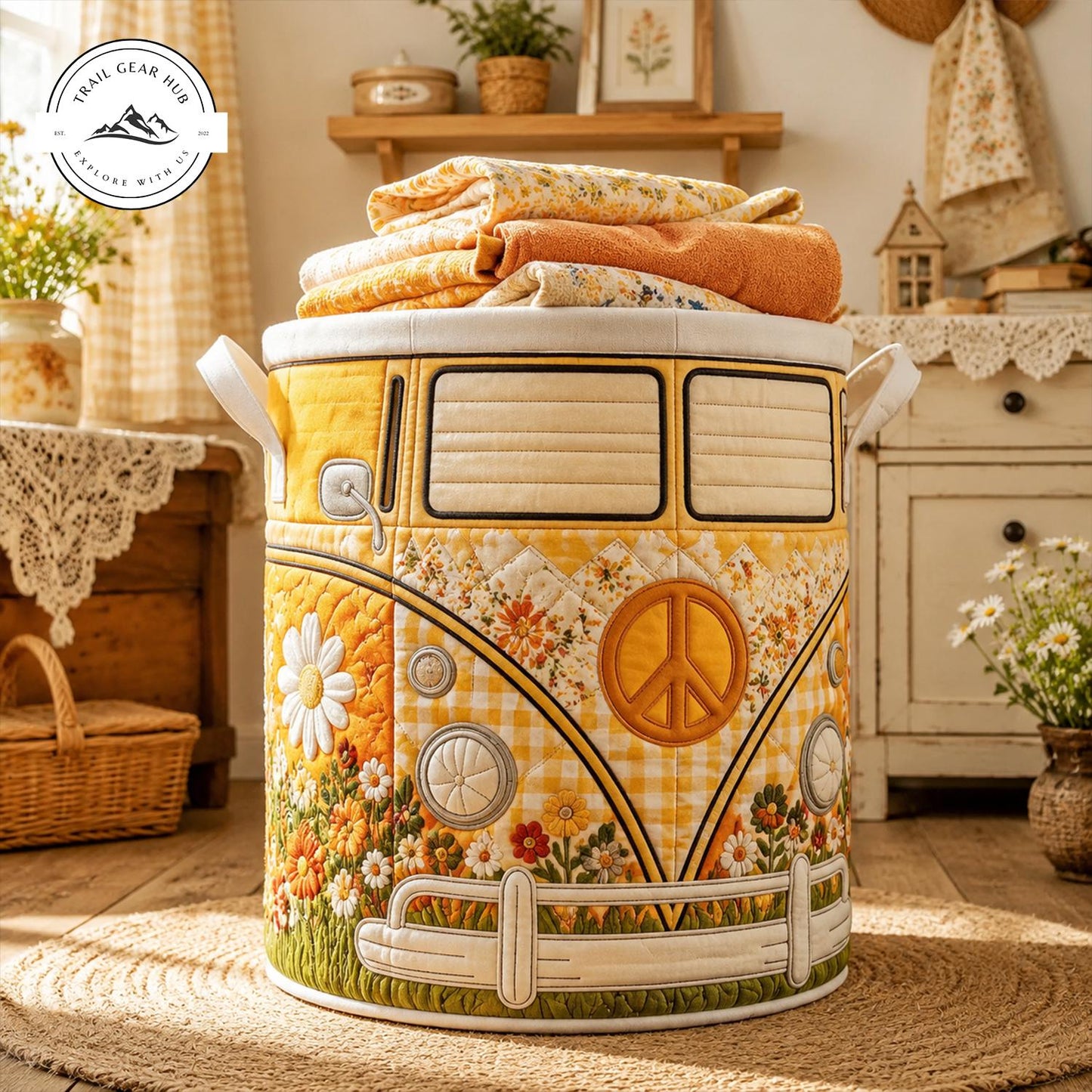 Hippie Van Quilted Laundry Basket TP12