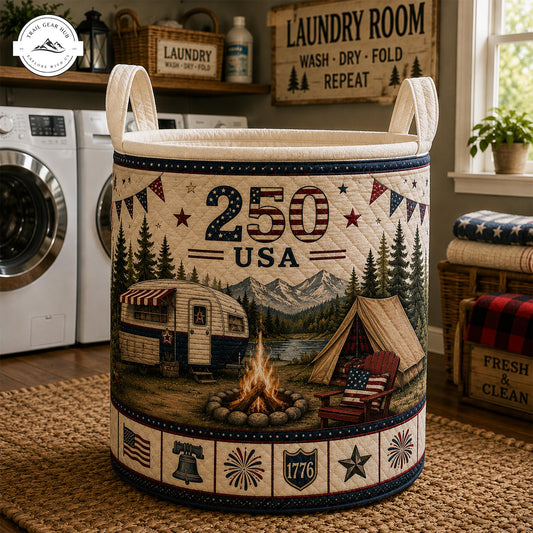 America 250 USA Camping Patriotic Quilted Laundry Basket TP17