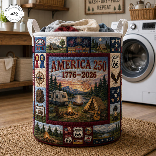 America 250 USA Camping Patriotic Quilted Laundry Basket TP18
