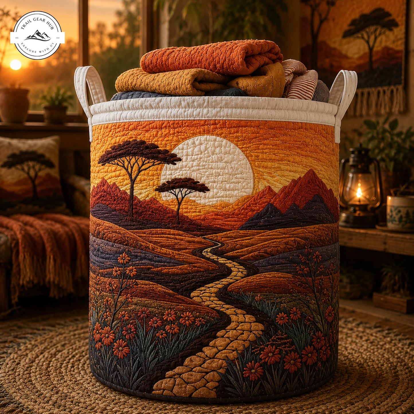 Savannah Sunset Quilted Laundry Basket TP27