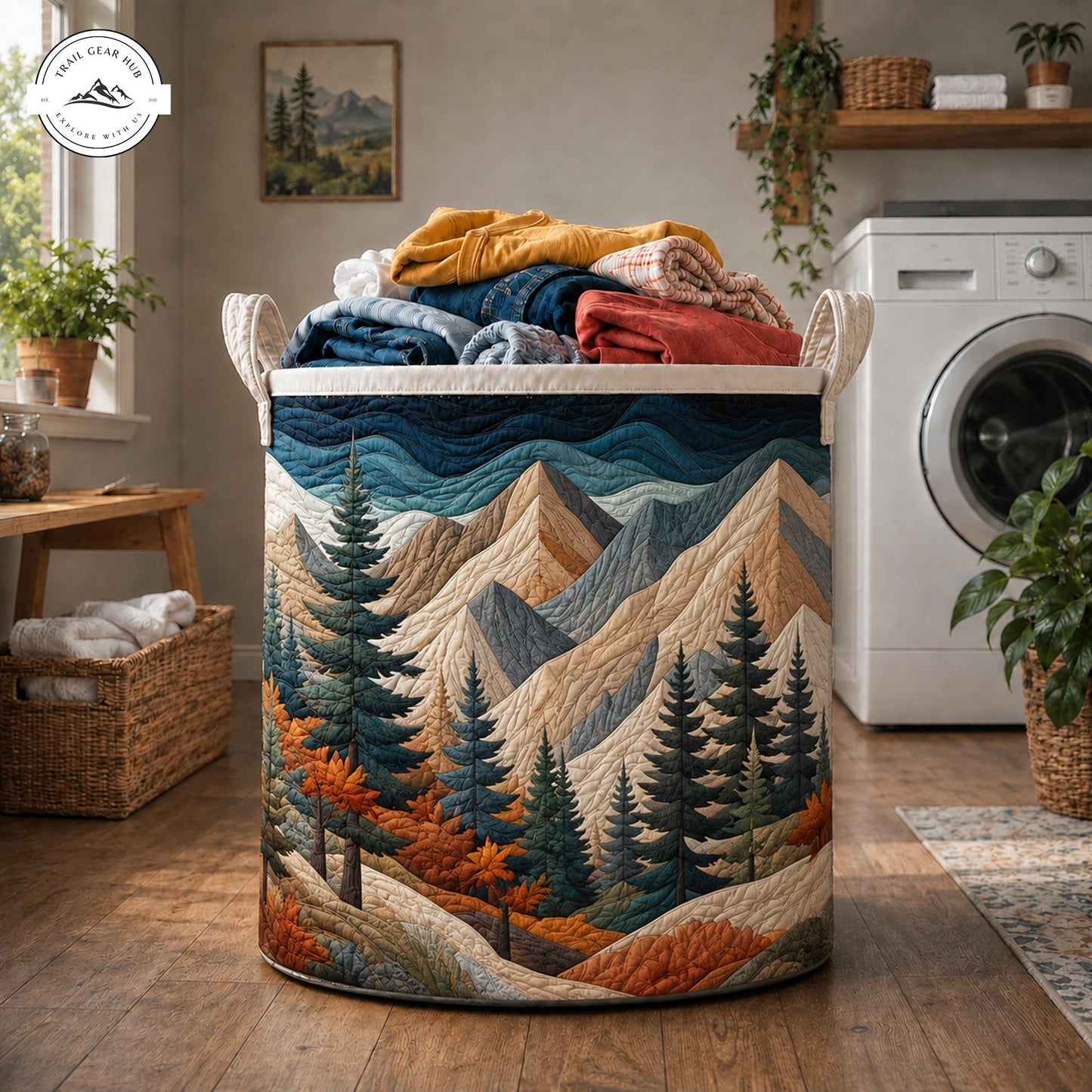 Mountain Landscape Quilted Laundry Basket TP28