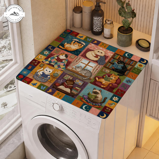 Cute Reading Cats Quilted Washing Machine Cover TP33QLTW