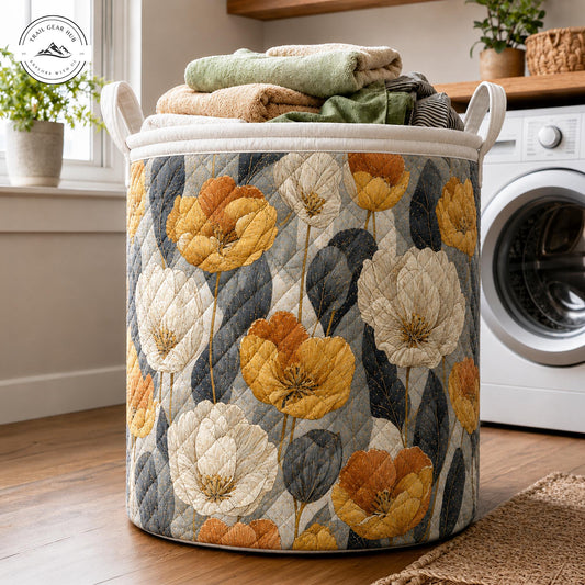 Floral Fabric Quilted Laundry Basket TP45