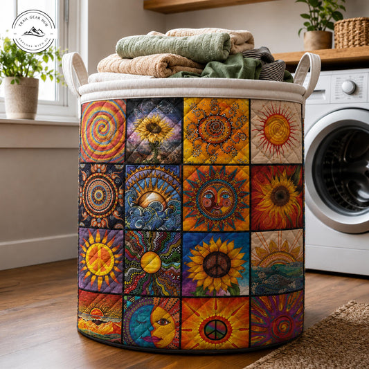 Celestial Sun and Sunflower Quilted Laundry Basket TP46