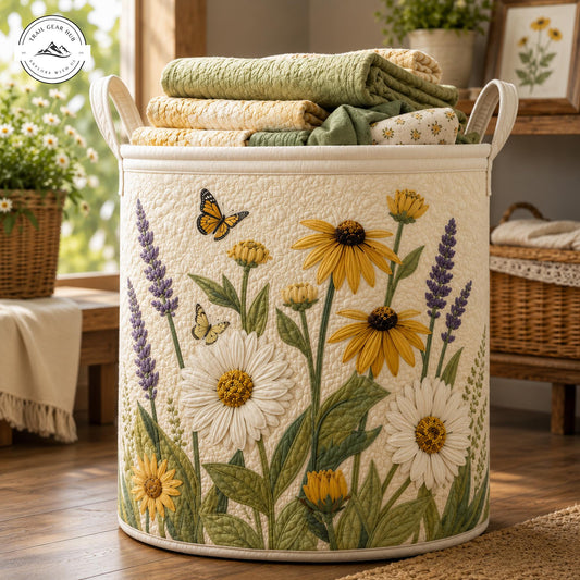 Vintage Wildflower Quilted Laundry Basket TP47