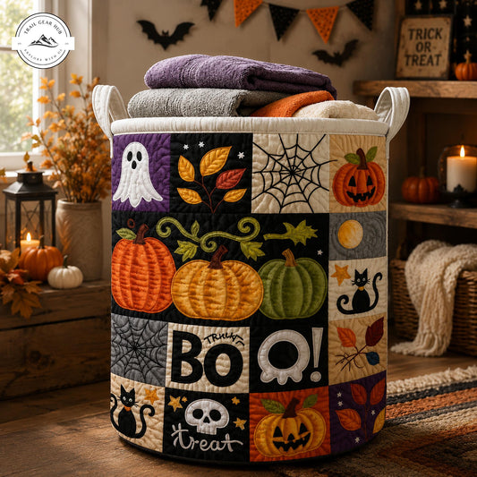 Spooky Patchwork Halloween Quilted Laundry Basket TP48