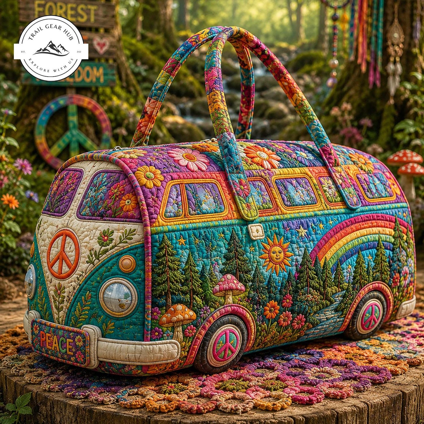 Hippie Peace Quilted Duffle Bag TP11