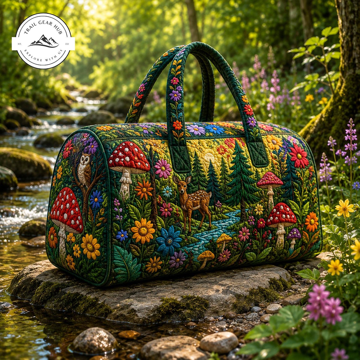 Whimsical Forest Quilted Duffle Bag TP12