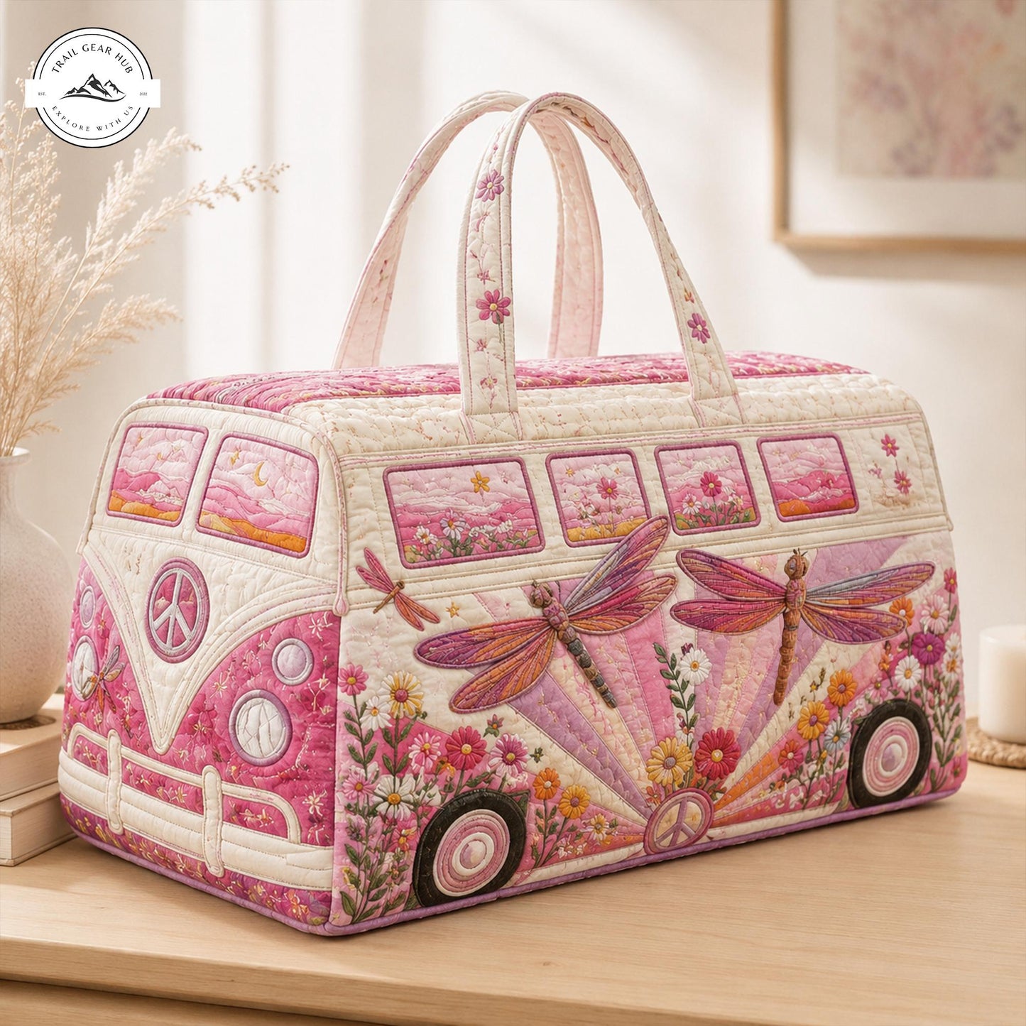Retro Peace Bus Quilted Duffel Bag TP23