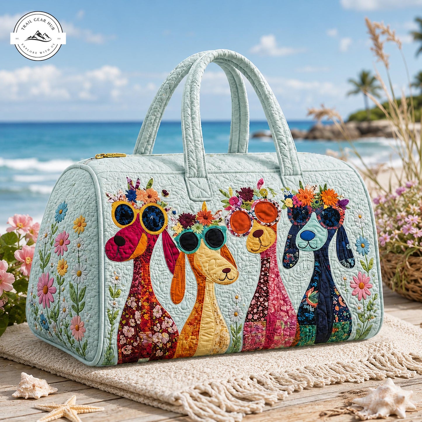 Floral Puppies Quilted Duffle Bag TP28