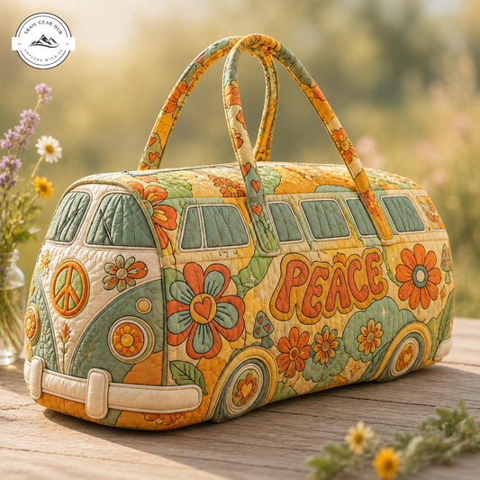 Boho Flower Power Van Quilted Duffle Bag TP34