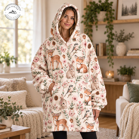 Cozy Woodland Animals Oversized Snug Hoodie TP01