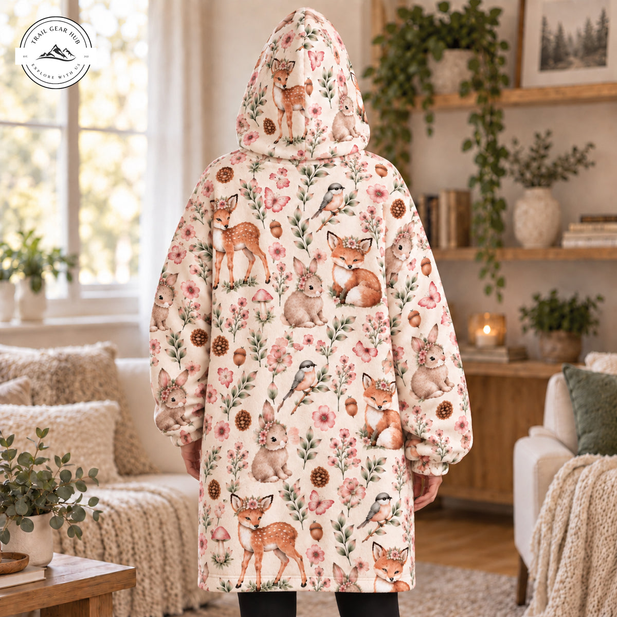Cozy Woodland Animals Oversized Snug Hoodie TP01