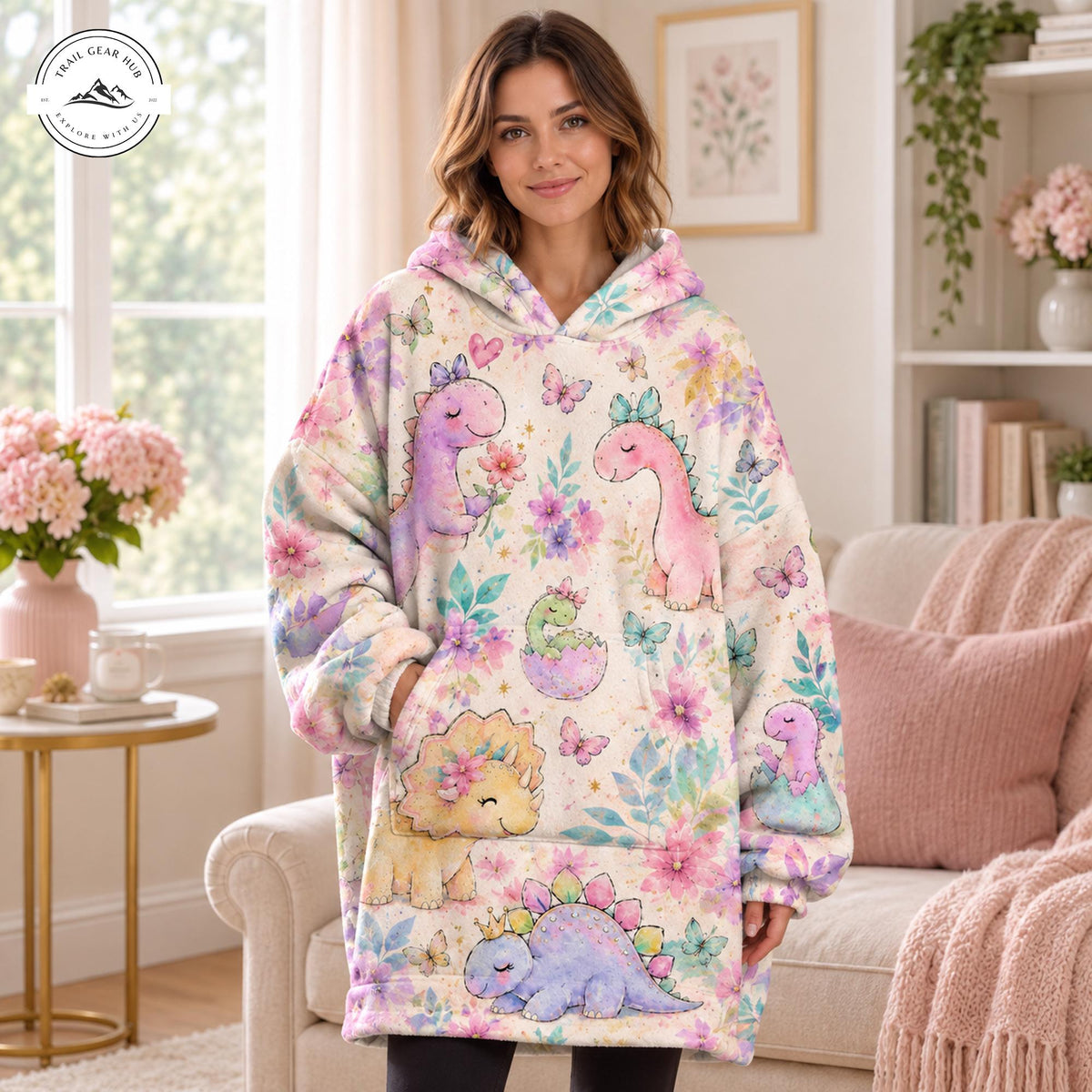 Cute Pastel Dinosaur Snug Hoodie TP03