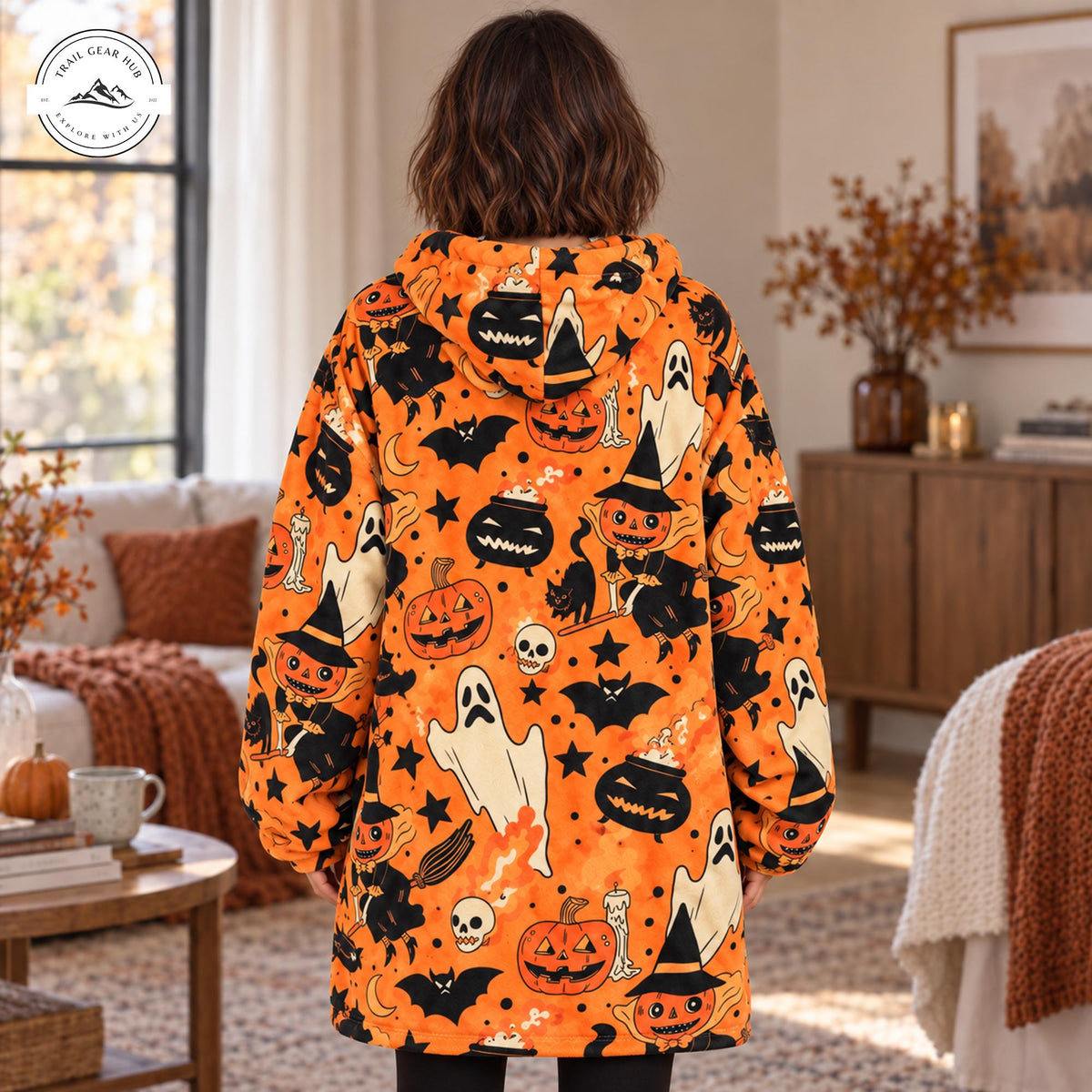 Halloween Pumpkin & Ghost Printed Snug Hoodie TP06