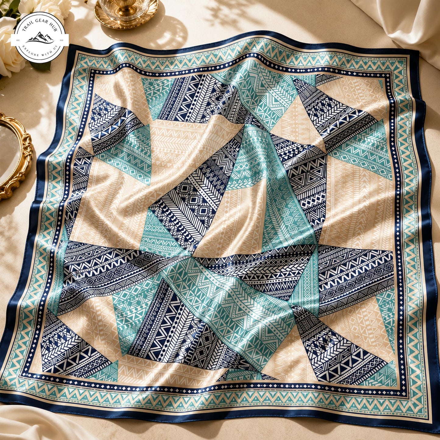 Boho Tribal Satin Square Scarf TP02SSBD