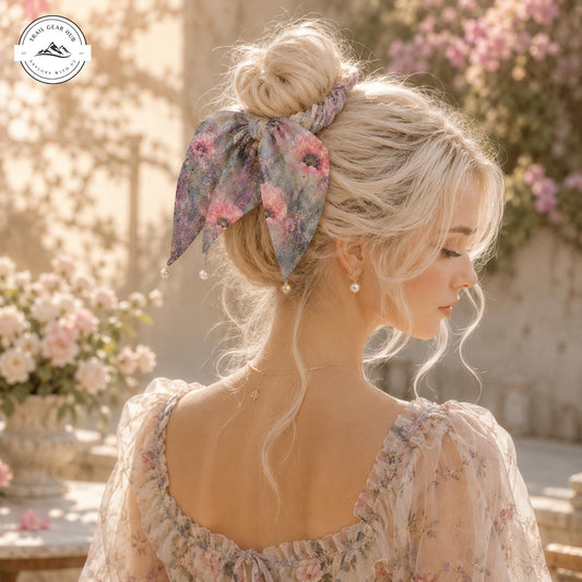 Vintage Floral Satin Pearl Hair Tie TP06SPHT