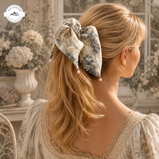 Cottagecore Floral Satin Pearl Hair Tie TP10SPHT