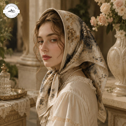 Cottagecore Floral Satin Square Scarf TP10SSBD