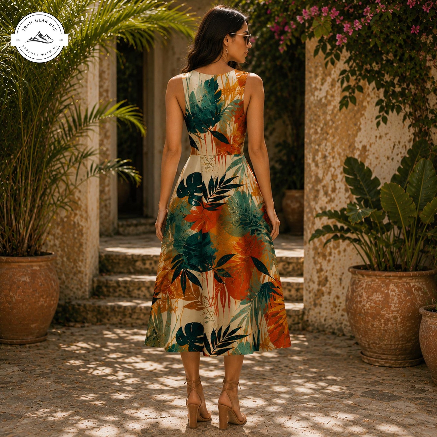 Boho Tropical Floral Women's Vest Dress TP04