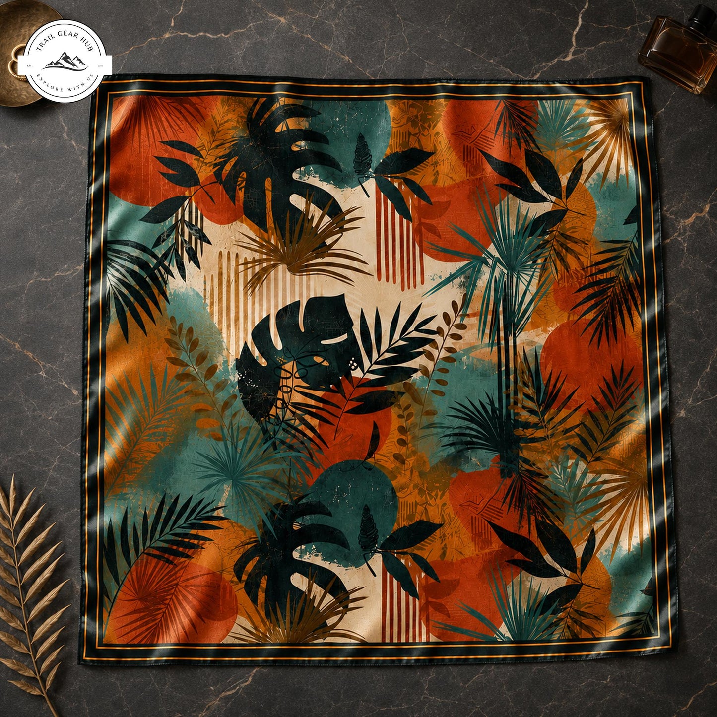 Boho Tropical Floral Satin Square Scarf TP04SSBD