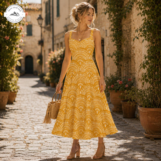 Boho Yellow Print Women's Vest Dress TP05